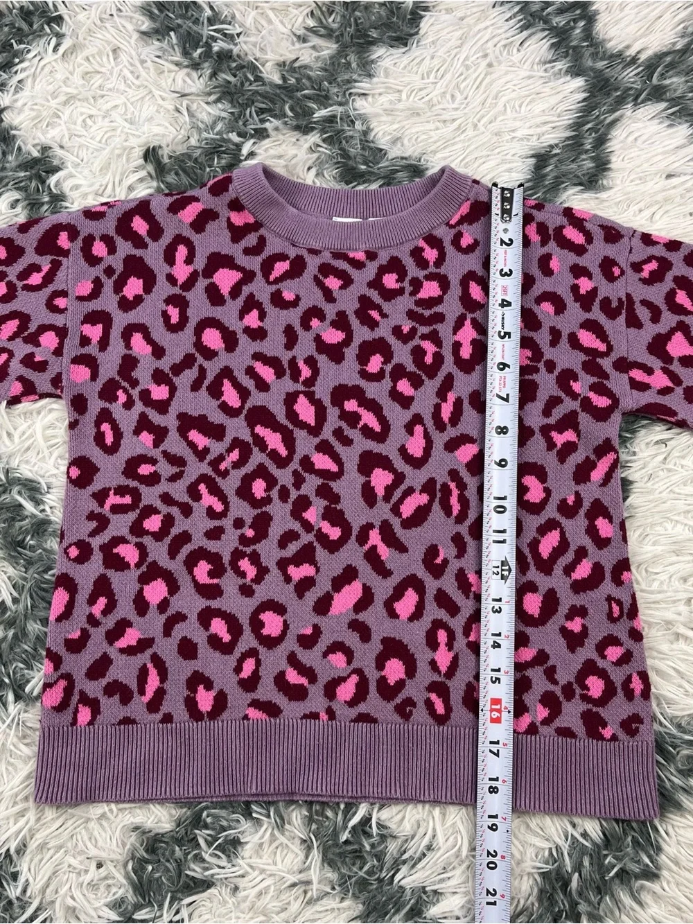 Gap Kids Girl Purple Pink Relaxed Intarsia Sweatshirt Size XXL 14-16